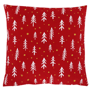 Polštář sametový s výplní - červený vánoční, 100% polyester, 45 x 45 cm